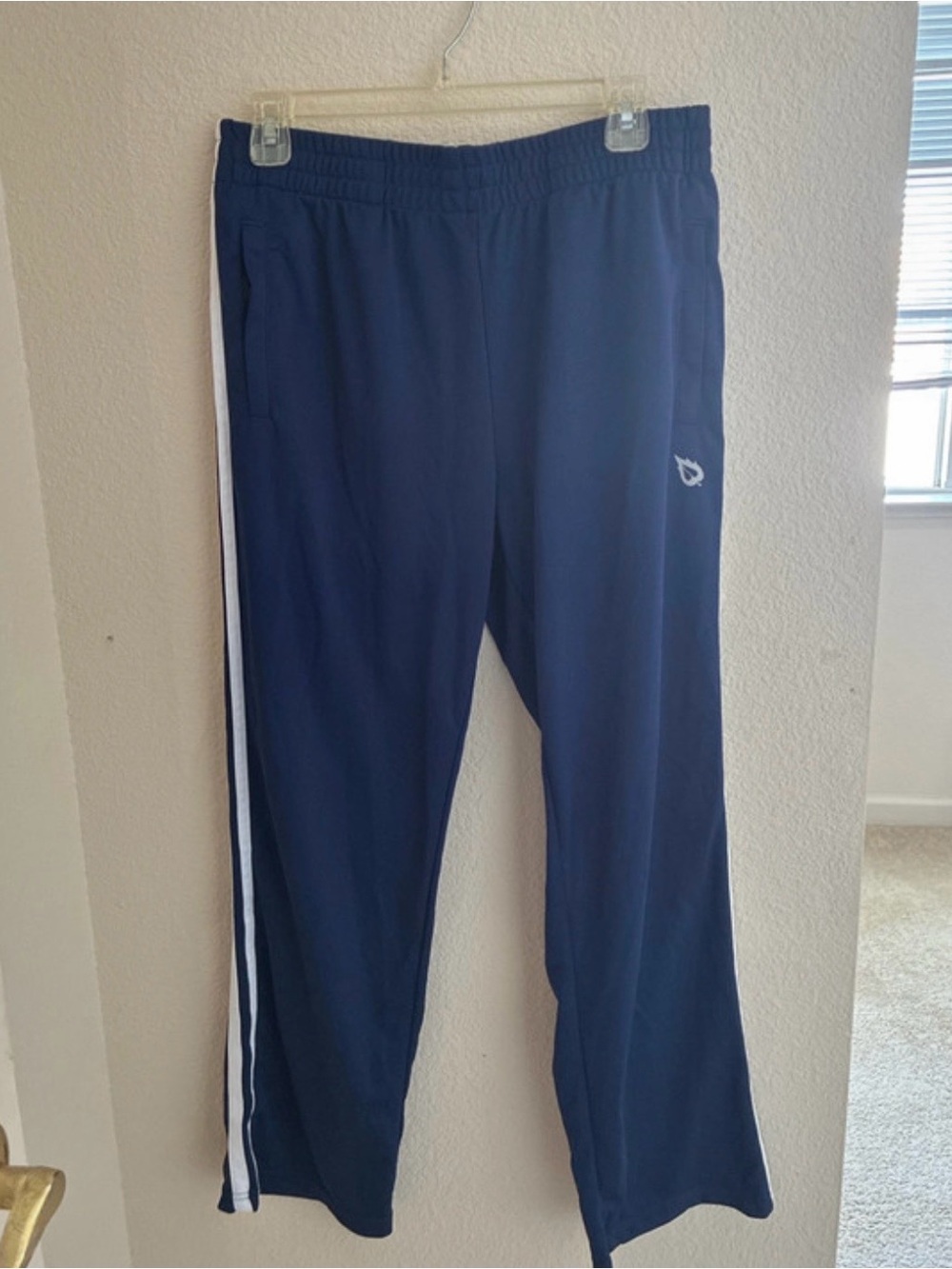 Baleaf Navy Joggers with White Side Stripes